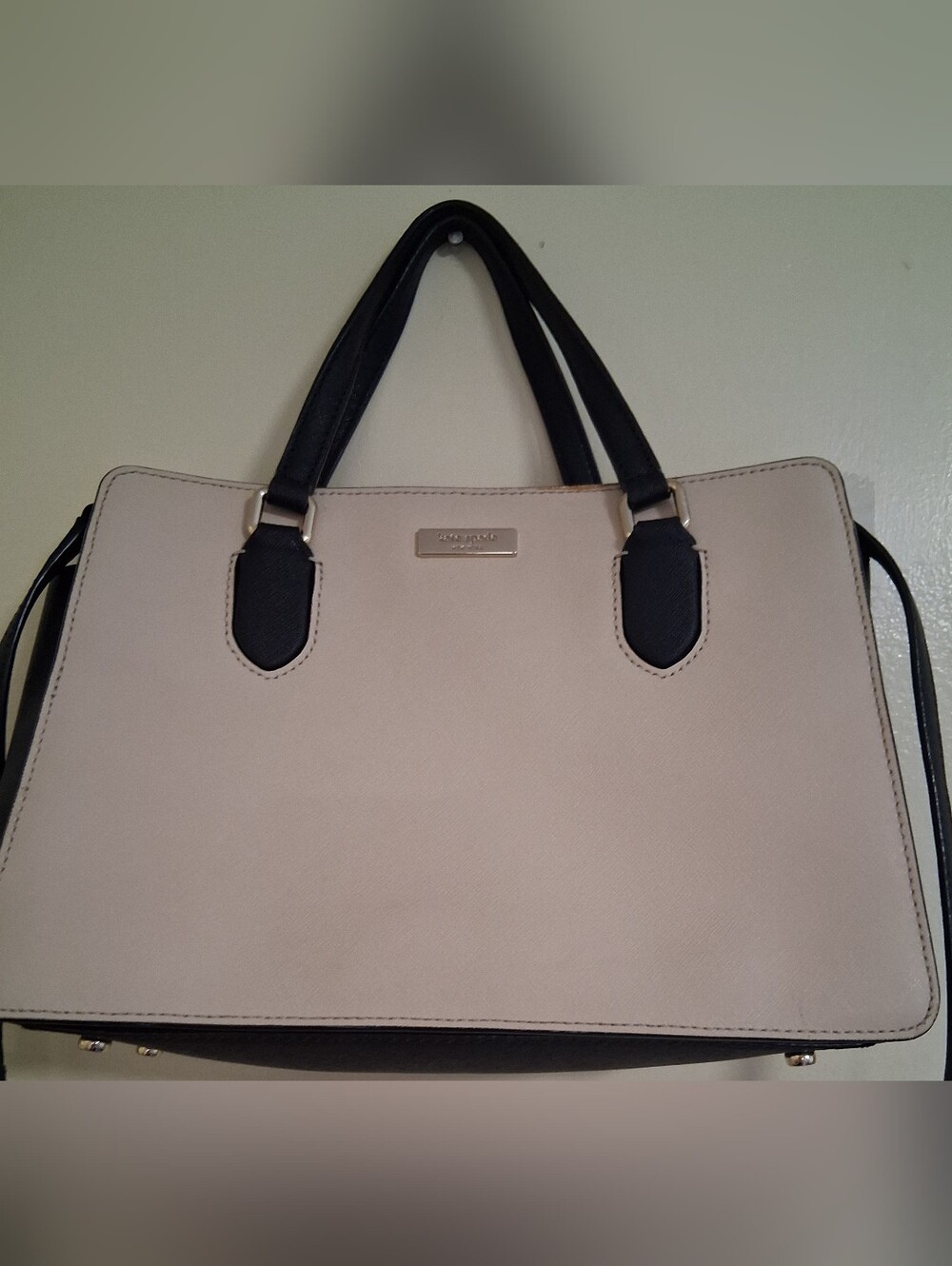 Kate Spade Cream and Black Structured Satchel